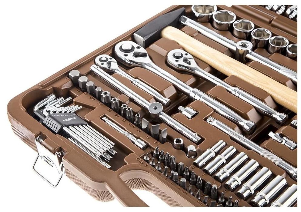 Универсальный набор инструмента 1/4", 3/8" и 1/2"DR Ombra OMT150S, 150 штук - фото